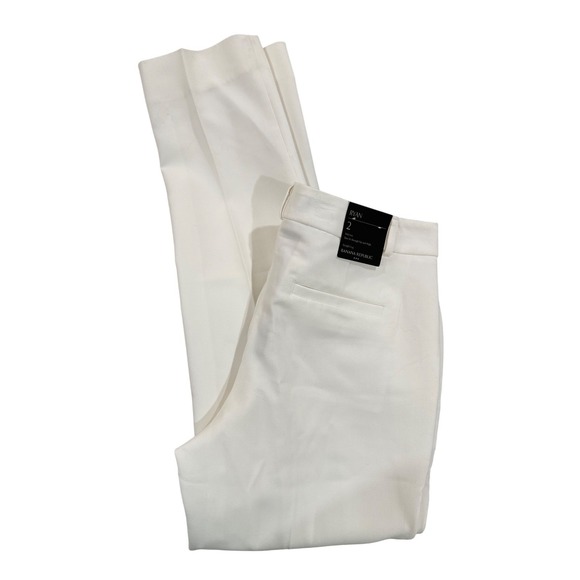Banana Republic Ryan Straight Leg Pants Women 2 White NEW Mid Rise Slim Fit - Picture 3 of 12